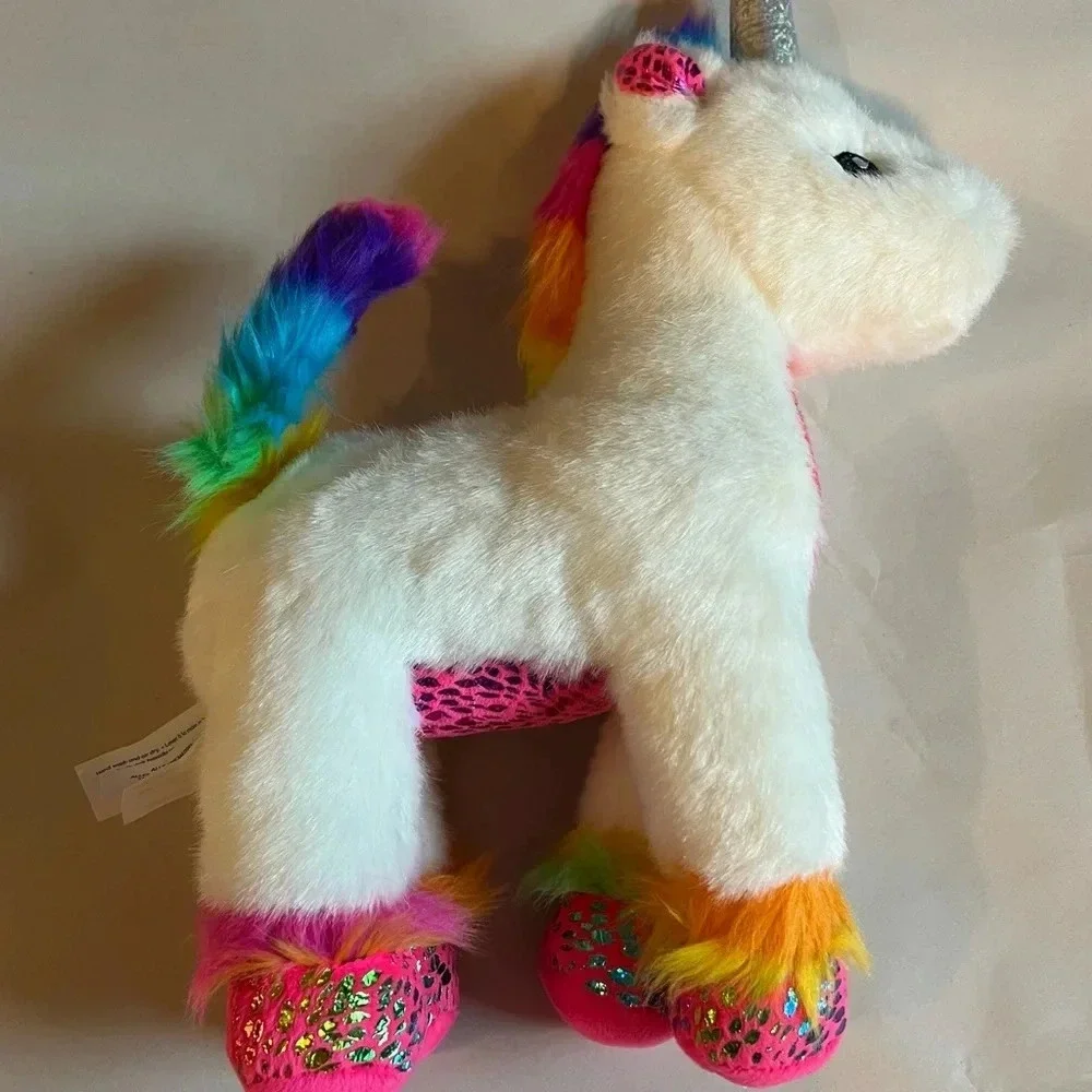 NEW Build A Bear Fluffy Rainbow Unicorn Plush Toy